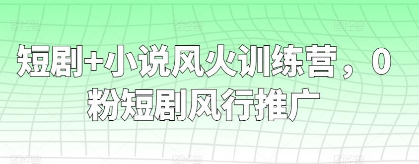 短剧+小说风火训练营，0粉短剧风行推广-灼光资源宝库