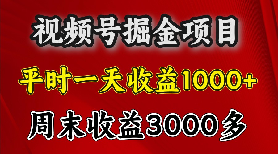 一天收益1000+ 视频号掘金,周末收益会更高些-灼光资源宝库