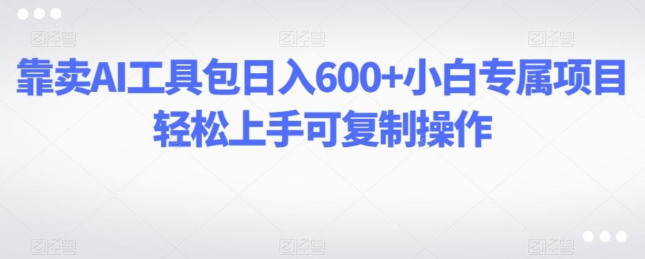 靠卖AI工具包日入600+小白专属项目轻松上手可复制操作-灼光资源宝库