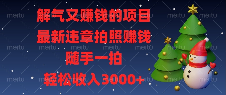 解气又赚钱的项目，最新违章拍照赚钱，随手一拍，轻松收入3000+-灼光资源宝库