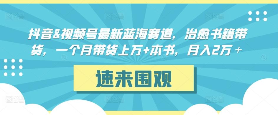 抖音&视频号最新蓝海赛道，治愈书籍带货，一个月带货上万+本书，月入2万＋【揭秘】-灼光资源宝库