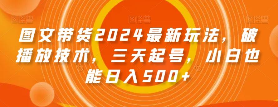 图文带货2024最新玩法，破播放技术，三天起号，小白也能日入500+【揭秘】-灼光资源宝库
