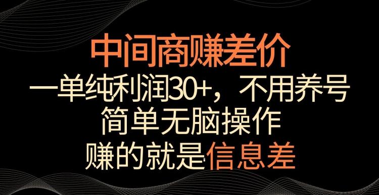 中间商赚差价，一单纯利润30+，简单无脑操作，赚的就是信息差，轻轻松松日入1000+【揭秘】-灼光资源宝库