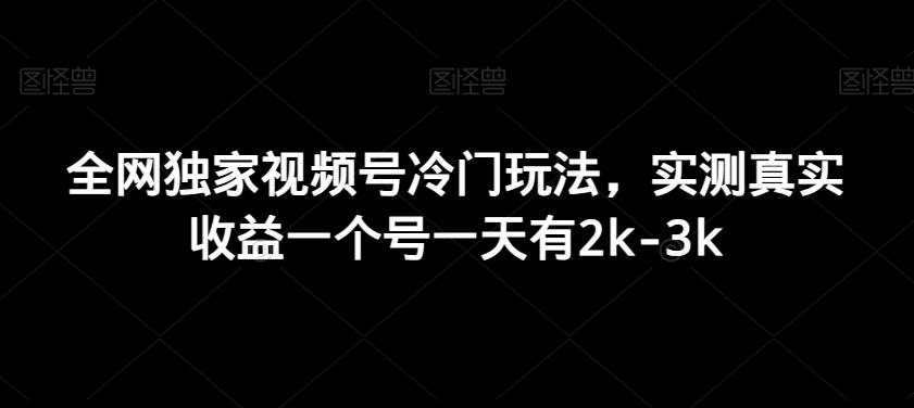 全网独家视频号冷门玩法，实测真实收益一个号一天有2k-3k-灼光资源宝库
