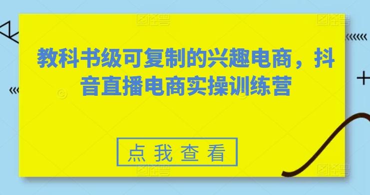 教科书级可复制的兴趣电商，抖音直播电商实操训练营-灼光资源宝库