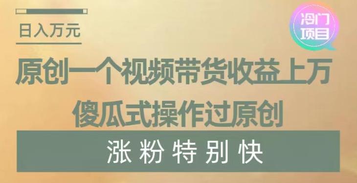 原创一个视频带货收益上万，傻瓜式操作过原创，几分钟做一个视频涨粉特别快【揭秘】-灼光资源宝库