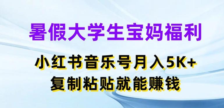 暑假大学生宝妈福利，小红书音乐号月入5000+，复制粘贴就能赚钱【揭秘】-灼光资源宝库