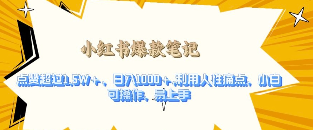 利用人性的痛点，打造爆款笔记，获得点赞超过1.5W+，日入1k【揭秘】-灼光资源宝库
