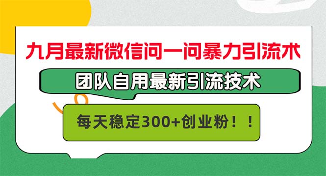 九月最新微信问一问暴力引流术，团队自用引流术，每天稳定300+创…-灼光资源宝库