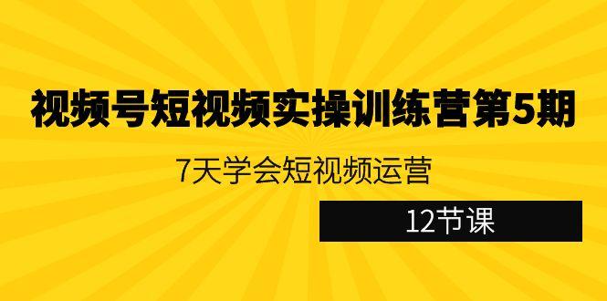 视频号短视频实操训练营第5期：7天学会短视频运营(12节课)-蘑菇资源宝库