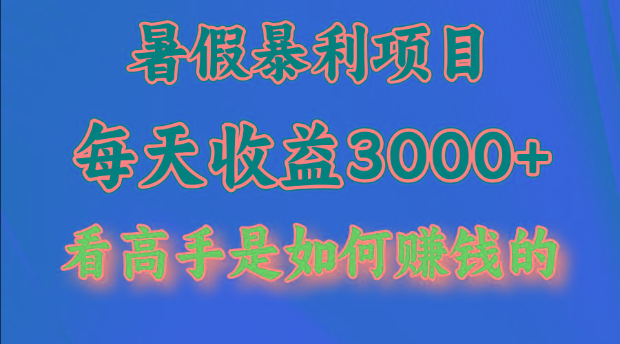 暑假暴力项目 1天收益3000+,视频号,快手,不露脸直播.次日结算-灼光资源宝库
