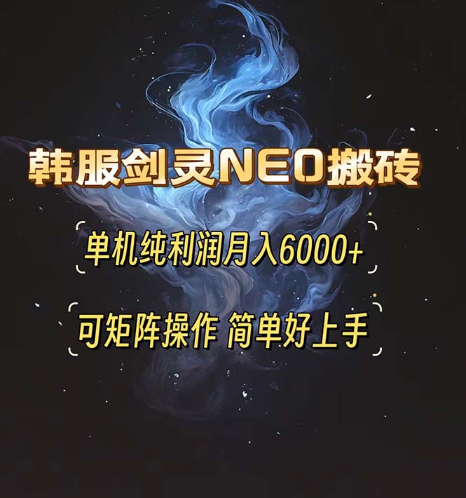 韩服剑灵NEO搬砖攻略，单机纯利润月入6000+ 可矩阵操作，简单好上手。-灼光资源宝库