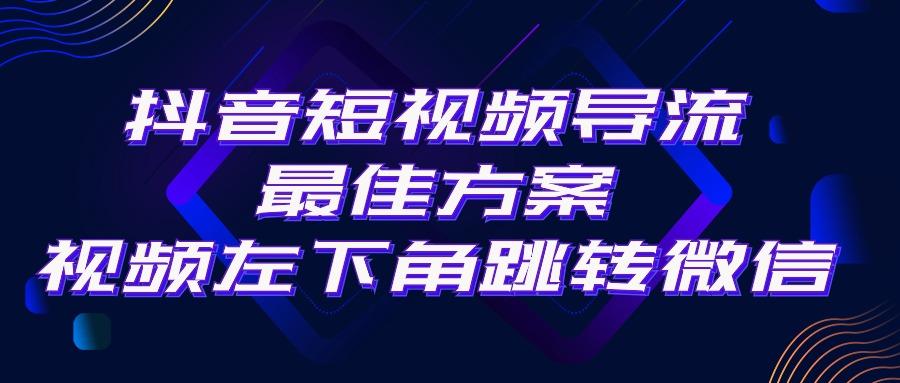 抖音短视频引流导流最佳方案，视频左下角跳转微信，外面500一单，利润200+-灼光资源宝库