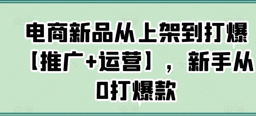 电商新品从上架到打爆【推广+运营】，新手从0打爆款-灼光资源宝库