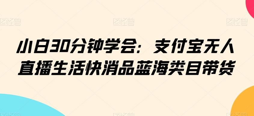 小白30分钟学会：支付宝无人直播生活快消品蓝海类目带货【揭秘】-灼光资源宝库