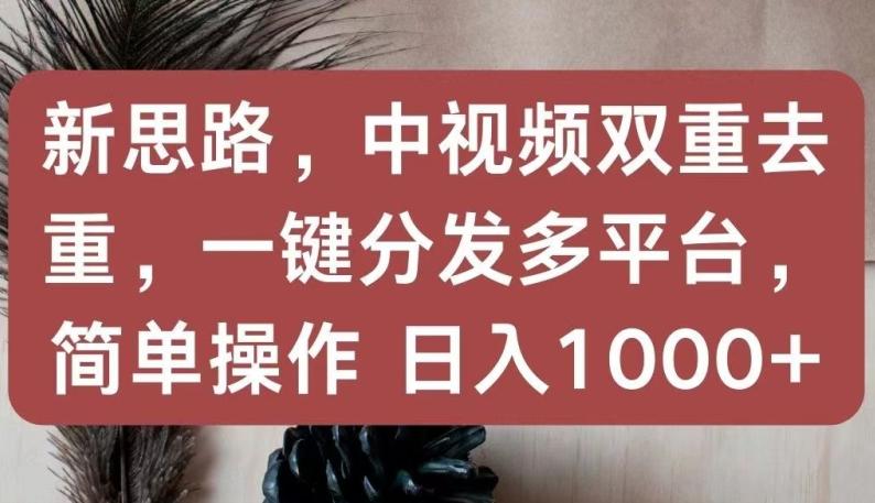 新思路，中视频双重去重，一键分发多平台，简单操作，日入1000+【揭秘】-灼光资源宝库