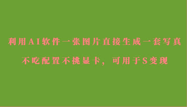利用AI软件只需一张图片直接生成一套写真，不吃配置不挑显卡，可用于S变现-灼光资源宝库