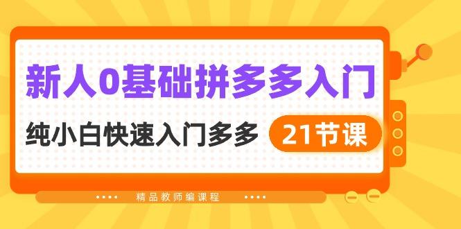 新人0基础拼多多入门，​纯小白快速入门多多(21节课-灼光资源宝库