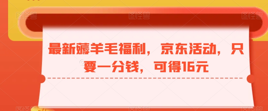 最新薅羊毛福利，京东活动，只要一分钱，可得16元-灼光资源宝库