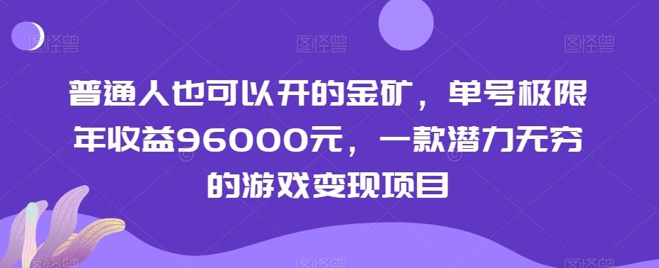 普通人也可以开的金矿，单号极限年收益96000元，一款潜力无穷的游戏变现项目【揭秘】-灼光资源宝库