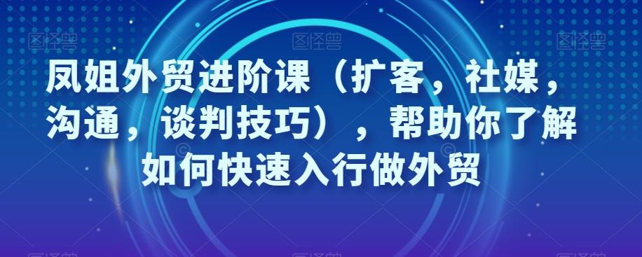 凤姐外贸进阶课（扩客，社媒，沟通，谈判技巧），帮助你了解如何快速入行做外贸-蘑菇资源宝库
