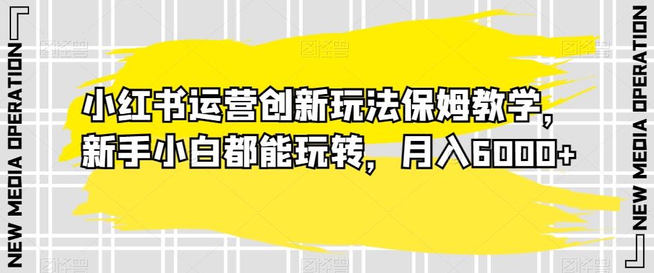 小红书运营创新玩法保姆教学，新手小白都能玩转，月入6000+【揭秘】-灼光资源宝库