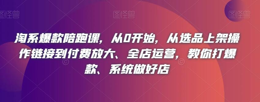 淘系爆款陪跑课，从0开始，从选品上架操作链接到付费放大、全店运营，教你打爆款、系统做好店-灼光资源宝库