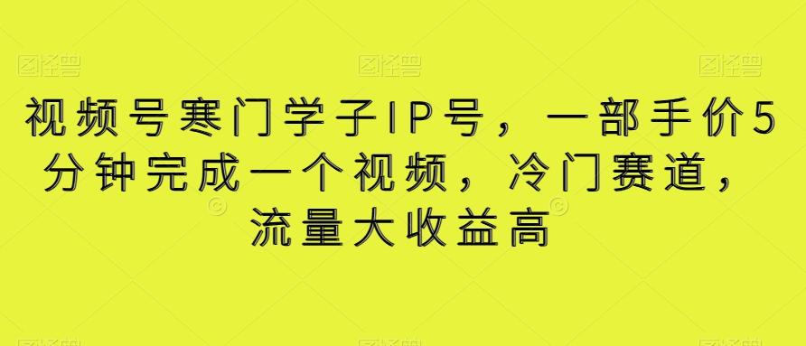 视频号寒门学子IP号，一部手价5分钟完成一个视频，冷门赛道，流量大收益高【揭秘】-灼光资源宝库