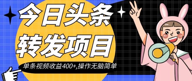 今日头条转发项目，单条视频收益400+,操作无脑简单【揭秘】-灼光资源宝库