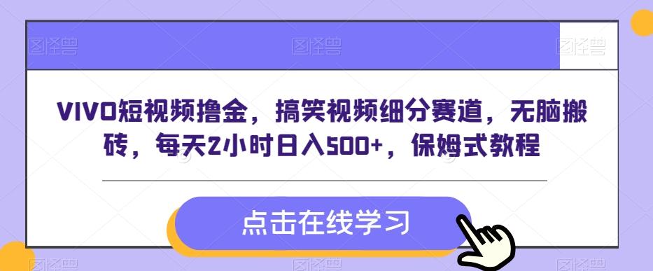 VIVO短视频撸金，搞笑视频细分赛道，无脑搬砖，每天2小时日入500+，保姆式教程-蘑菇资源宝库