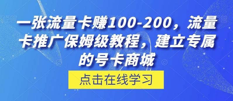 一张流量卡赚100-200，流量卡推广保姆级教程，建立专属的号卡商城-灼光资源宝库