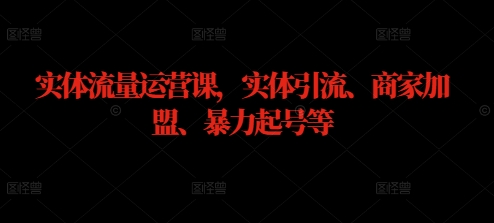 实体流量运营课，实体引流、商家加盟、暴力起号等-灼光资源宝库