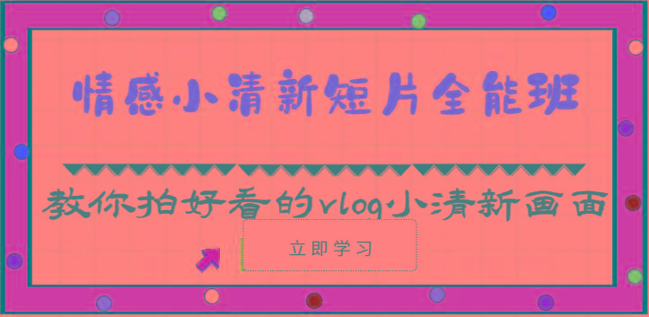 情感小清新短片全能班-教你拍好看的vlog小清新画面(30节课)-灼光资源宝库