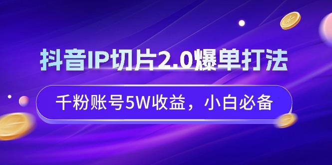 抖音IP切片2.0爆单打法，千粉账号5W收益，小白必备-灼光资源宝库