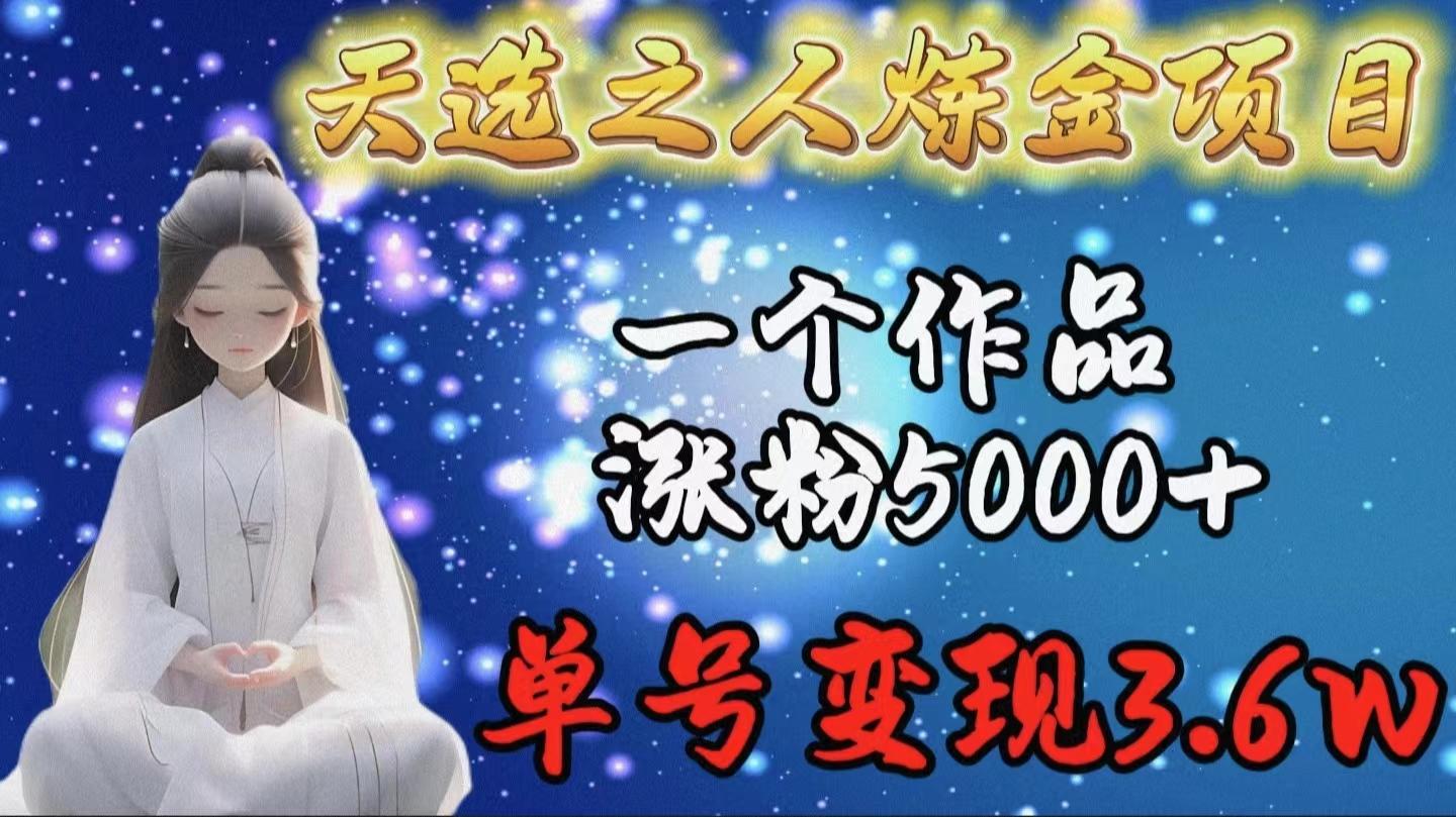 (9693期)天选之人炼金项目，一个作品涨粉5000+，单号变现3.6w-灼光资源宝库