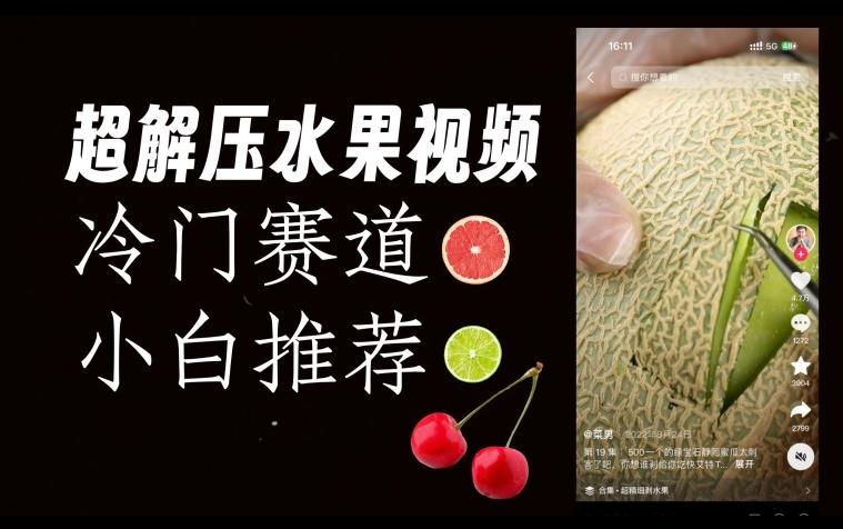超冷门抖音赛道，水果解压视频0风险，非常容易爆火【揭秘】-资源宝库