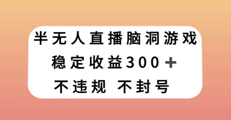 半无人直播脑洞小游戏，每天收入300+，保姆式教学小白轻松上手【揭秘】-灼光资源宝库