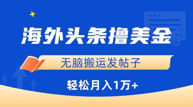 海外头条撸美金，无脑搬运发帖子，月入1万+，小白轻松掌握【揭秘】-灼光资源宝库