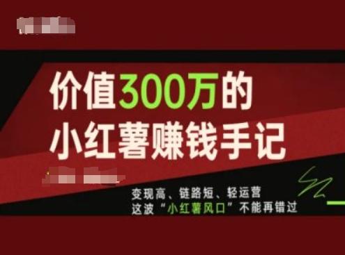 价值300万的小红书赚钱手记，变现高、链路短、轻运营，这波“小红薯风口”不能再错过-灼光资源宝库