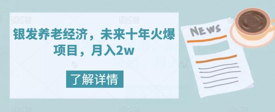 银发养老经济，未来十年火爆项目，月入2w【揭秘】-灼光资源宝库