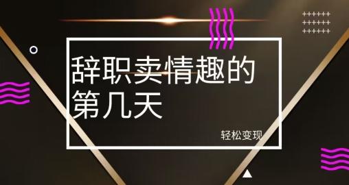 冷门赛道，辞职卖情趣的第几天，超暴力项目-灼光资源宝库