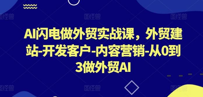 AI闪电做外贸实战课，​外贸建站-开发客户-内容营销-从0到3做外贸AI-灼光资源宝库