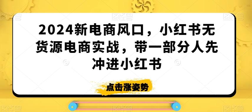 2024新电商风口，小红书无货源电商实战，带一部分人先冲进小红书-蘑菇资源宝库