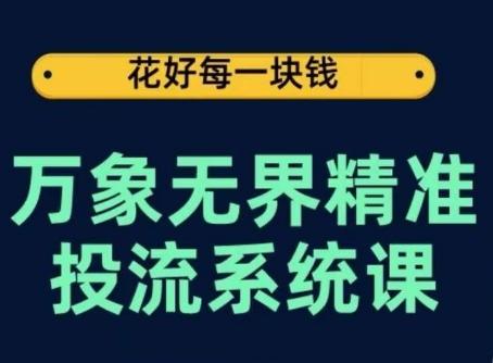 万象无界精准投流系统课,从关键词到推荐,从万象台到达摩盘,从底层原理到实操步骤-灼光资源宝库