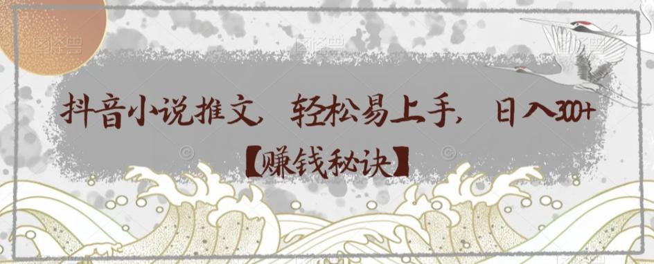 抖音小说推文，轻松易上手，日入300+【赚钱秘诀】-灼光资源宝库