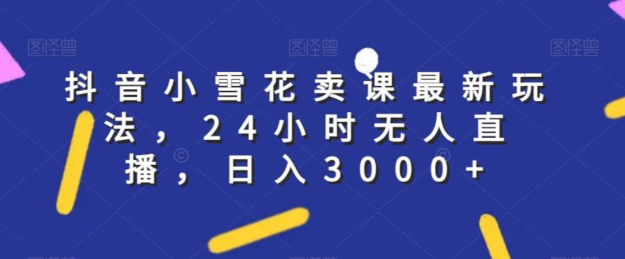 抖音小雪花卖课最新玩法，24小时无人直播，日入3000+【揭秘】-灼光资源宝库