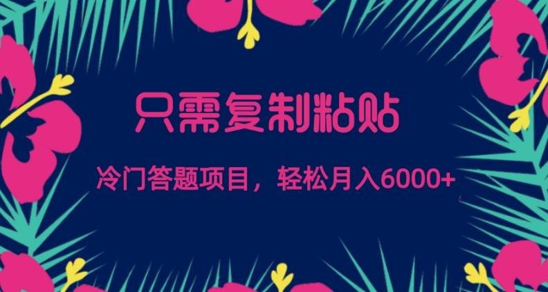 只需复制粘贴，冷门答题项目，轻松月入6000-灼光资源宝库