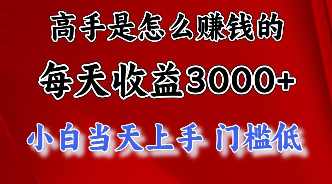 高手是怎么赚钱的，一天收益3000+，闷声发财项目，不是一般人能看懂的-资源宝库
