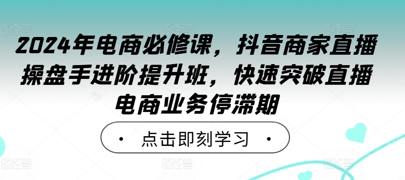 2024年电商必修课，抖音商家直播操盘手进阶提升班，快速突破直播电商业务停滞期-灼光资源宝库