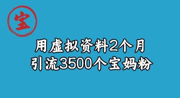宝哥虚拟资料项目，2个月引流3500个宝妈粉-灼光资源宝库